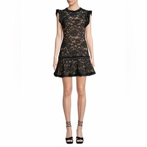Alexis Raffia Flounce Lace Mini Dress